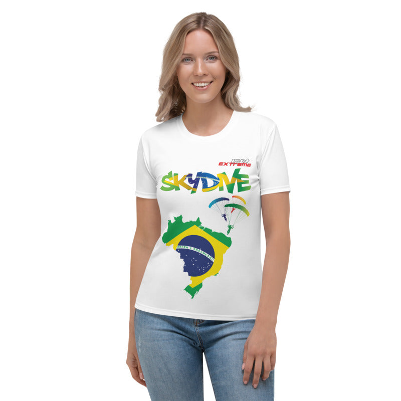 Skydiving T-shirts - Skydive All World - BRAZIL - Ladies' Tee -, Shirts, Skydiving Apparel, Skydiving Apparel, Skydiving Apparel, Skydiving Gear, Olympics, T-Shirts, Skydive Chicago, Skydive City, Skydive Perris, Drop Zone Apparel, USPA, united states parachute association, Freefly, BASE, World Record,