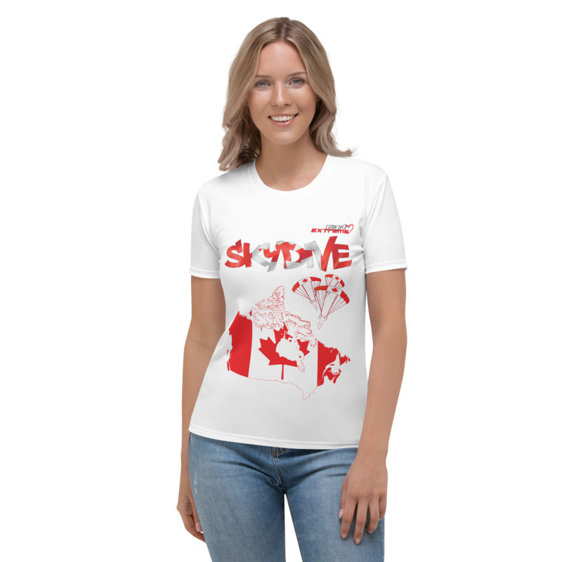 Skydiving T-shirts - Skydive All World - CANADA - Ladies' Tee, Shirts, Skydiving Apparel, Skydiving Apparel, Skydiving Apparel, Skydiving Gear, Olympics, T-Shirts, Skydive Chicago, Skydive City, Skydive Perris, Drop Zone Apparel, USPA, united states parachute association, Freefly, BASE, World Record,