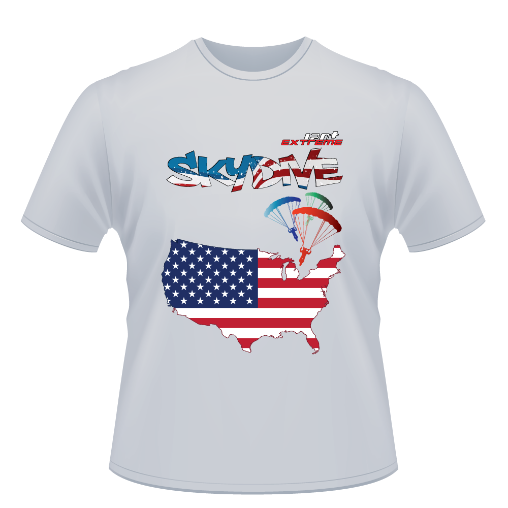 Skydiving T-shirts - Skydive World - AMERICA - Cotton Tee -, Shirts, Skydiving Apparel, Skydiving Apparel, Skydiving Apparel, Skydiving Gear, Olympics, T-Shirts, Skydive Chicago, Skydive City, Skydive Perris, Drop Zone Apparel, USPA, united states parachute association, Freefly, BASE, World Record,