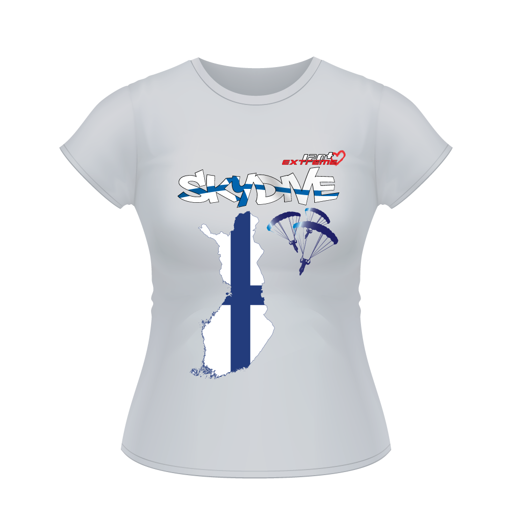 Skydiving T-shirts - Skydive All World - FINLAND - Ladies' Tee -, Shirts, Skydiving Apparel, Skydiving Apparel, Skydiving Apparel, Skydiving Gear, Olympics, T-Shirts, Skydive Chicago, Skydive City, Skydive Perris, Drop Zone Apparel, USPA, united states parachute association, Freefly, BASE, World Record,