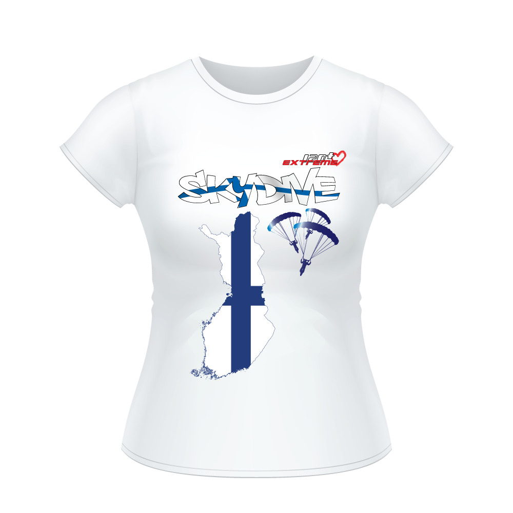 Skydiving T-shirts - Skydive All World - FINLAND - Ladies' Tee -, Shirts, Skydiving Apparel, Skydiving Apparel, Skydiving Apparel, Skydiving Gear, Olympics, T-Shirts, Skydive Chicago, Skydive City, Skydive Perris, Drop Zone Apparel, USPA, united states parachute association, Freefly, BASE, World Record,