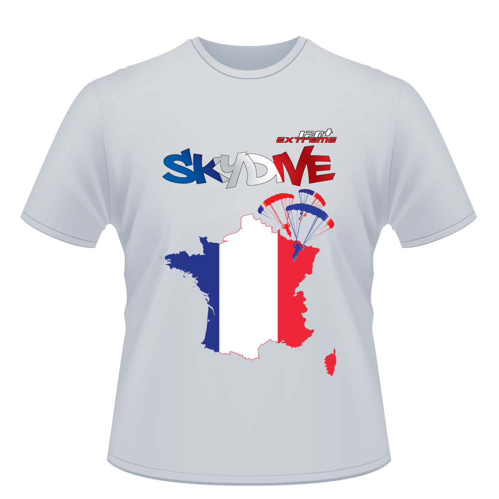 Skydiving T-shirts - Skydive World - FRANCE - Cotton Tee -, Shirts, Skydiving Apparel, Skydiving Apparel, Skydiving Apparel, Skydiving Gear, Olympics, T-Shirts, Skydive Chicago, Skydive City, Skydive Perris, Drop Zone Apparel, USPA, united states parachute association, Freefly, BASE, World Record,