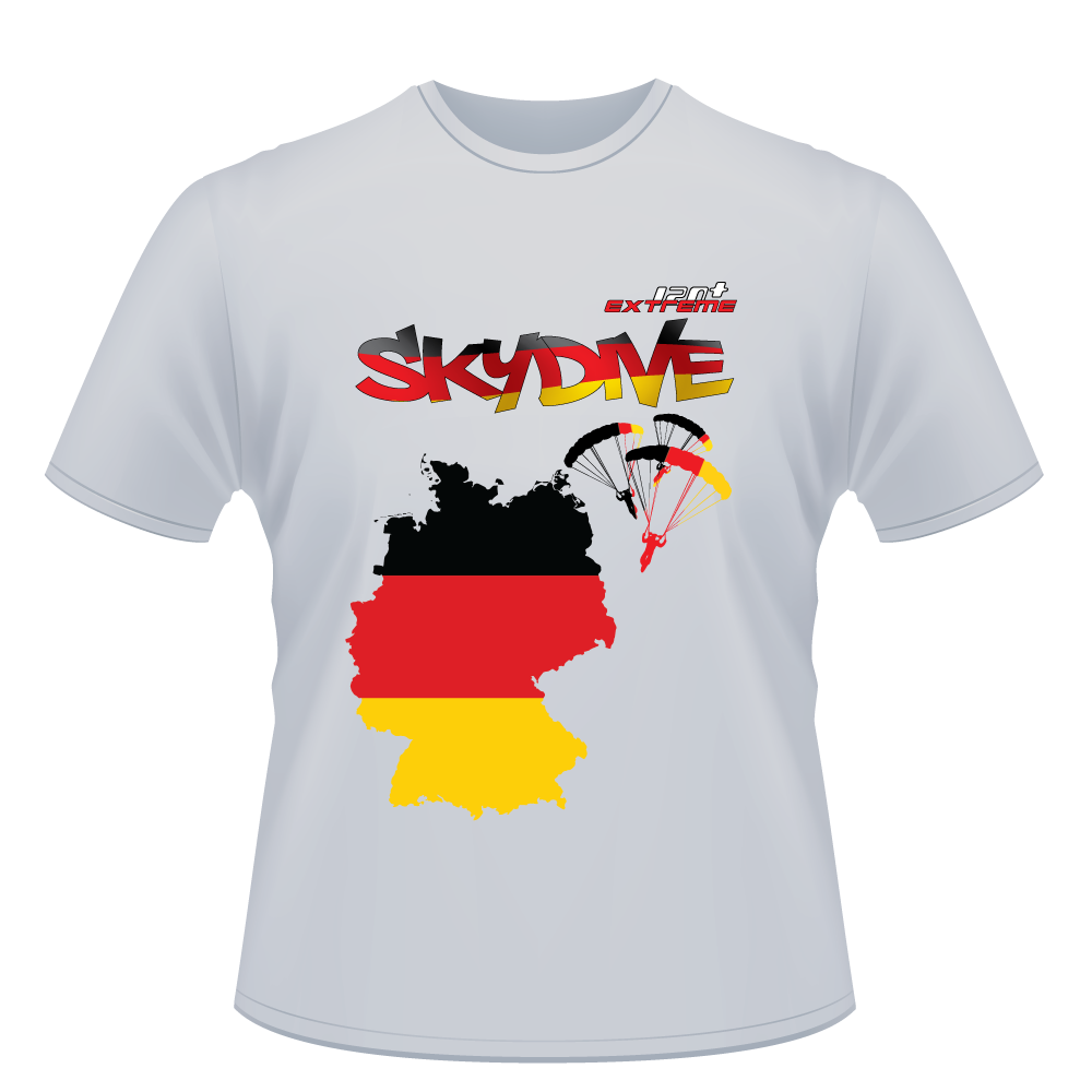 Skydiving T-shirts - Skydive All World - GERMANY - Unisex Tee -, Shirts, Skydiving Apparel, Skydiving Apparel, Skydiving Apparel, Skydiving Gear, Olympics, T-Shirts, Skydive Chicago, Skydive City, Skydive Perris, Drop Zone Apparel, USPA, united states parachute association, Freefly, BASE, World Record,