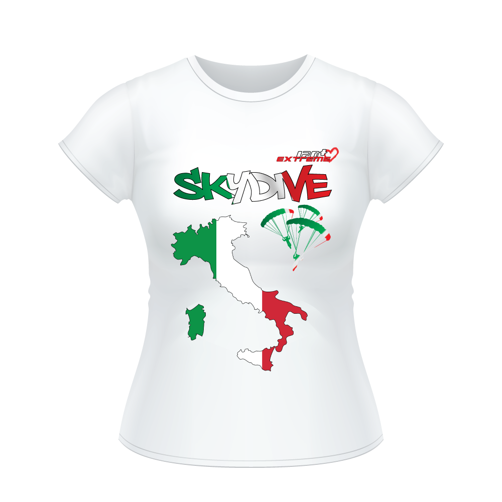 Skydiving T-shirts - Skydive All World - ITALY - Ladies' Tee -, Shirts, Skydiving Apparel, Skydiving Apparel, Skydiving Apparel, Skydiving Gear, Olympics, T-Shirts, Skydive Chicago, Skydive City, Skydive Perris, Drop Zone Apparel, USPA, united states parachute association, Freefly, BASE, World Record,