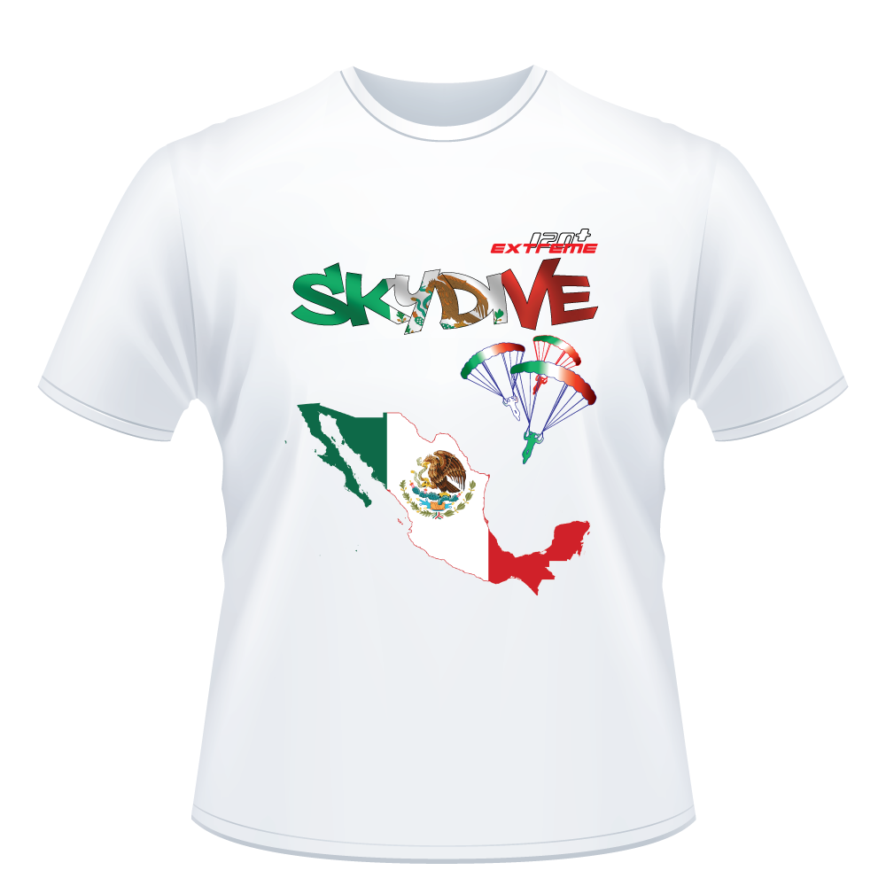 Skydiving T-shirts - Skydive All World - MEXICO - Unisex Tee -, Shirts, Skydiving Apparel, Skydiving Apparel, Skydiving Apparel, Skydiving Gear, Olympics, T-Shirts, Skydive Chicago, Skydive City, Skydive Perris, Drop Zone Apparel, USPA, united states parachute association, Freefly, BASE, World Record,