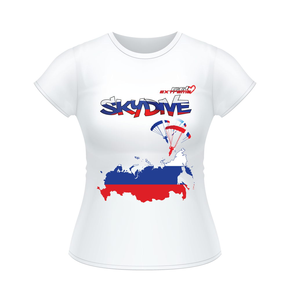 Skydiving T-shirts - Skydive All World - RUSSIA - Ladies' Tee -, Shirts, Skydiving Apparel, Skydiving Apparel, Skydiving Apparel, Skydiving Gear, Olympics, T-Shirts, Skydive Chicago, Skydive City, Skydive Perris, Drop Zone Apparel, USPA, united states parachute association, Freefly, BASE, World Record,