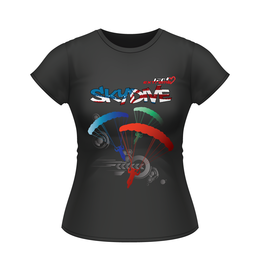 Skydiving T-shirts - Skydive Around - AMERICA - Ladies' Tee, Shirts, Skydiving Apparel, Skydiving Apparel, Skydiving Apparel, Skydiving Gear, Olympics, T-Shirts, Skydive Chicago, Skydive City, Skydive Perris, Drop Zone Apparel, USPA, united states parachute association, Freefly, BASE, World Record,