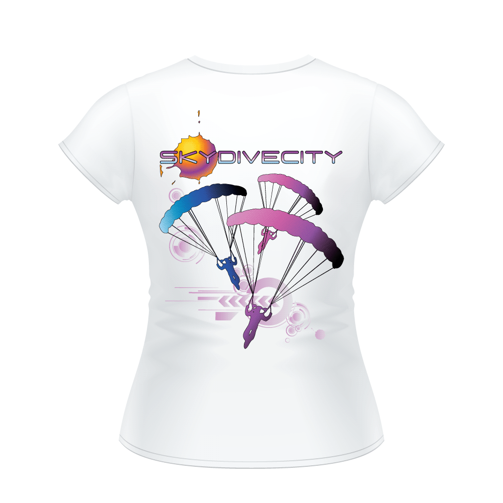 Skydiving T-shirts - Skydive City - Flamingo - Women's Tee -, Shirts, Skydiving Apparel, Skydiving Apparel, Skydiving Apparel, Skydiving Gear, Olympics, T-Shirts, Skydive Chicago, Skydive City, Skydive Perris, Drop Zone Apparel, USPA, united states parachute association, Freefly, BASE, World Record,