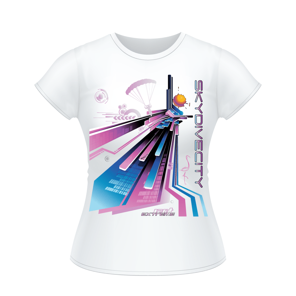 Skydiving T-shirts - Skydive City - Flamingo - Women's Tee -, Shirts, Skydiving Apparel, Skydiving Apparel, Skydiving Apparel, Skydiving Gear, Olympics, T-Shirts, Skydive Chicago, Skydive City, Skydive Perris, Drop Zone Apparel, USPA, united states parachute association, Freefly, BASE, World Record,