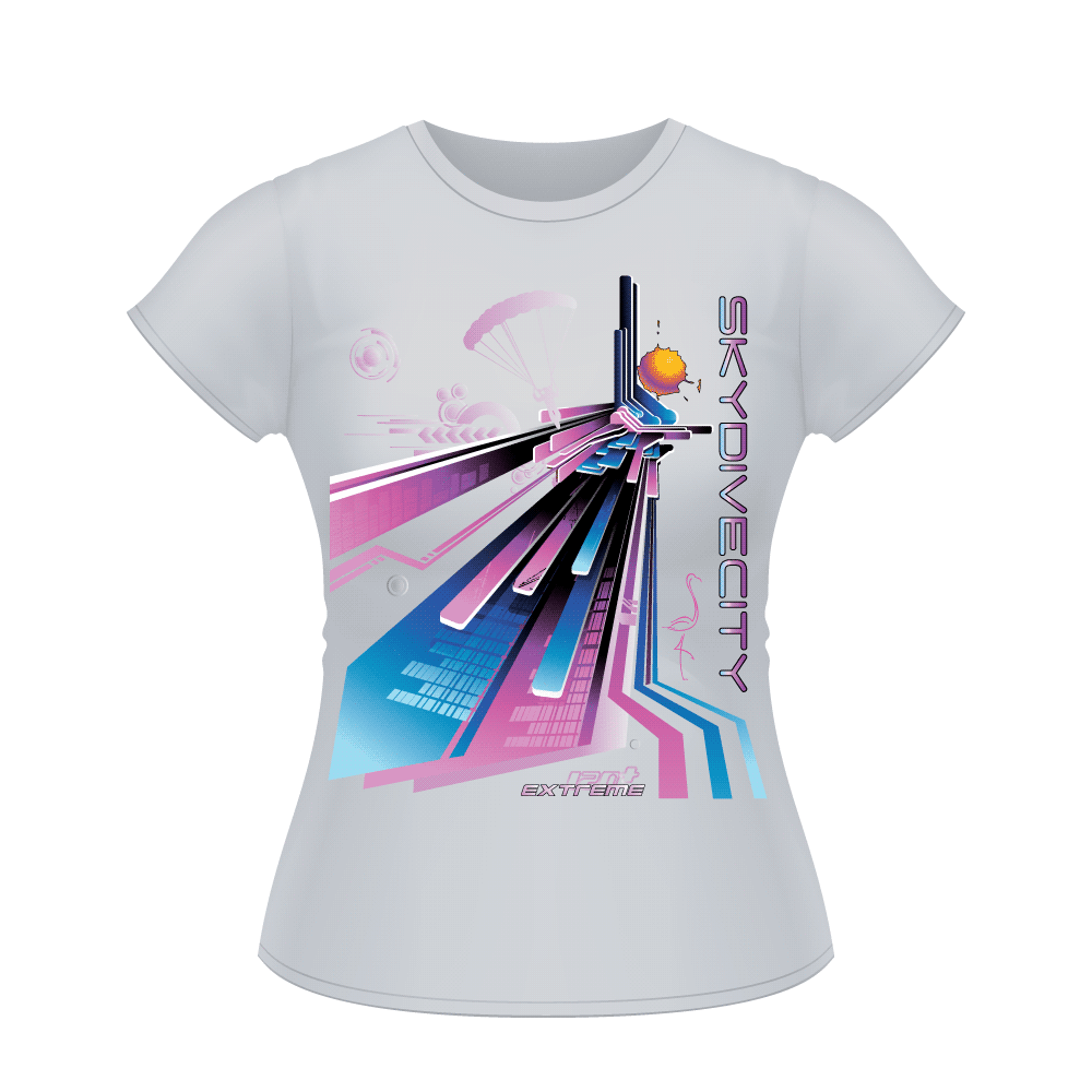 Skydiving T-shirts - Skydive City - Flamingo - Women's Tee -, Shirts, Skydiving Apparel, Skydiving Apparel, Skydiving Apparel, Skydiving Gear, Olympics, T-Shirts, Skydive Chicago, Skydive City, Skydive Perris, Drop Zone Apparel, USPA, united states parachute association, Freefly, BASE, World Record,