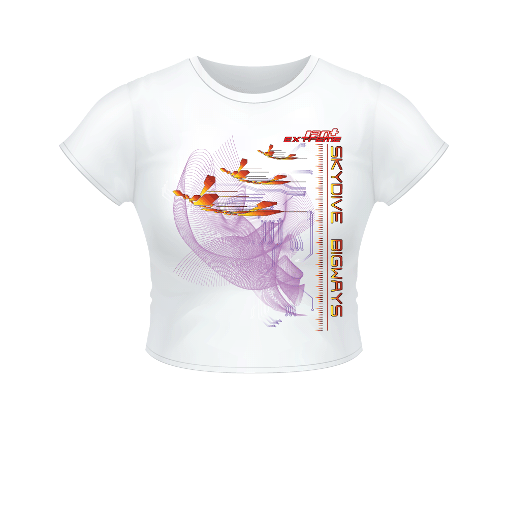 Skydiving T-shirts Women`s Crop Top - Skydive BIGWAYS -, , Skydiving Apparel, Skydiving Apparel, Skydiving Apparel, Skydiving Gear, Olympics, T-Shirts, Skydive Chicago, Skydive City, Skydive Perris, Drop Zone Apparel, USPA, united states parachute association, Freefly, BASE, World Record,