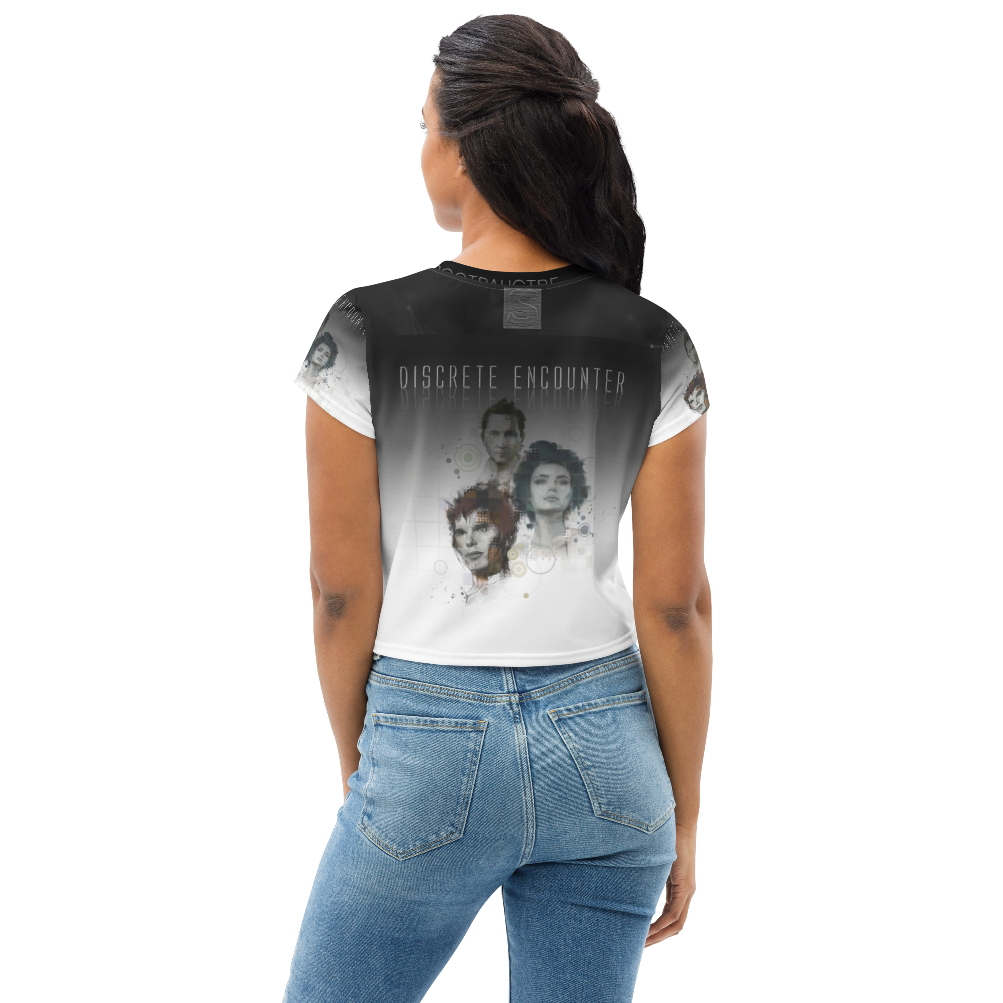 Discrete Encounter - All-Over Print Crop Tee
