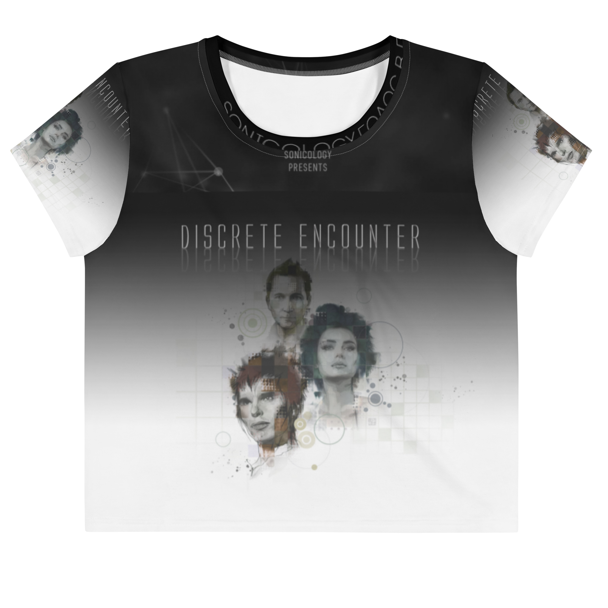 Discrete Encounter - All-Over Print Crop Tee