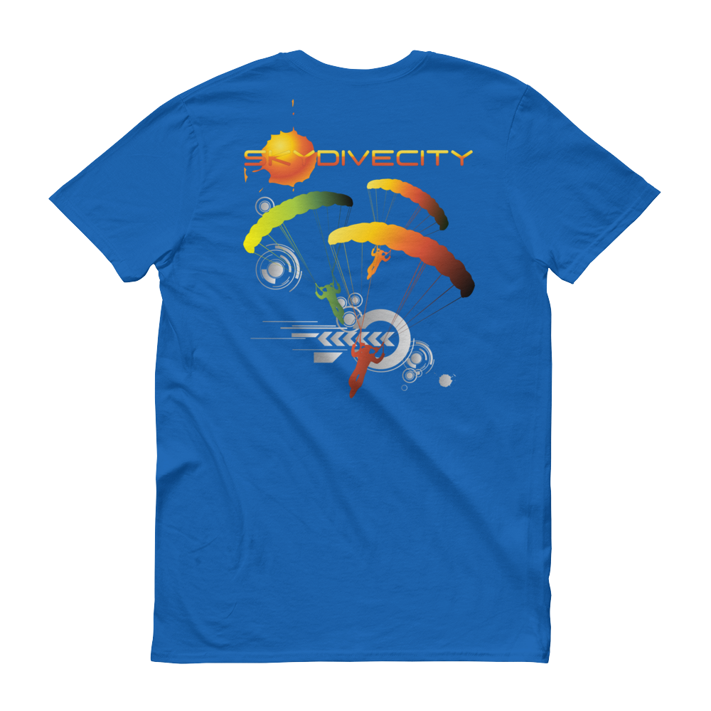 Skydiving T-shirts Skydive City - Sunrise - Men`s Colored T-Shirts, Men's Colored Tees, Skydiving Apparel, Skydiving Apparel, Skydiving Apparel, Skydiving Gear, Olympics, T-Shirts, Skydive Chicago, Skydive City, Skydive Perris, Drop Zone Apparel, USPA, united states parachute association, Freefly, BASE, World Record,