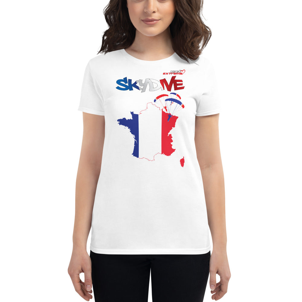 Skydiving T-shirts - Skydive All World - FRANCE - Ladies' Tee -, Shirts, Skydiving Apparel, Skydiving Apparel, Skydiving Apparel, Skydiving Gear, Olympics, T-Shirts, Skydive Chicago, Skydive City, Skydive Perris, Drop Zone Apparel, USPA, united states parachute association, Freefly, BASE, World Record,