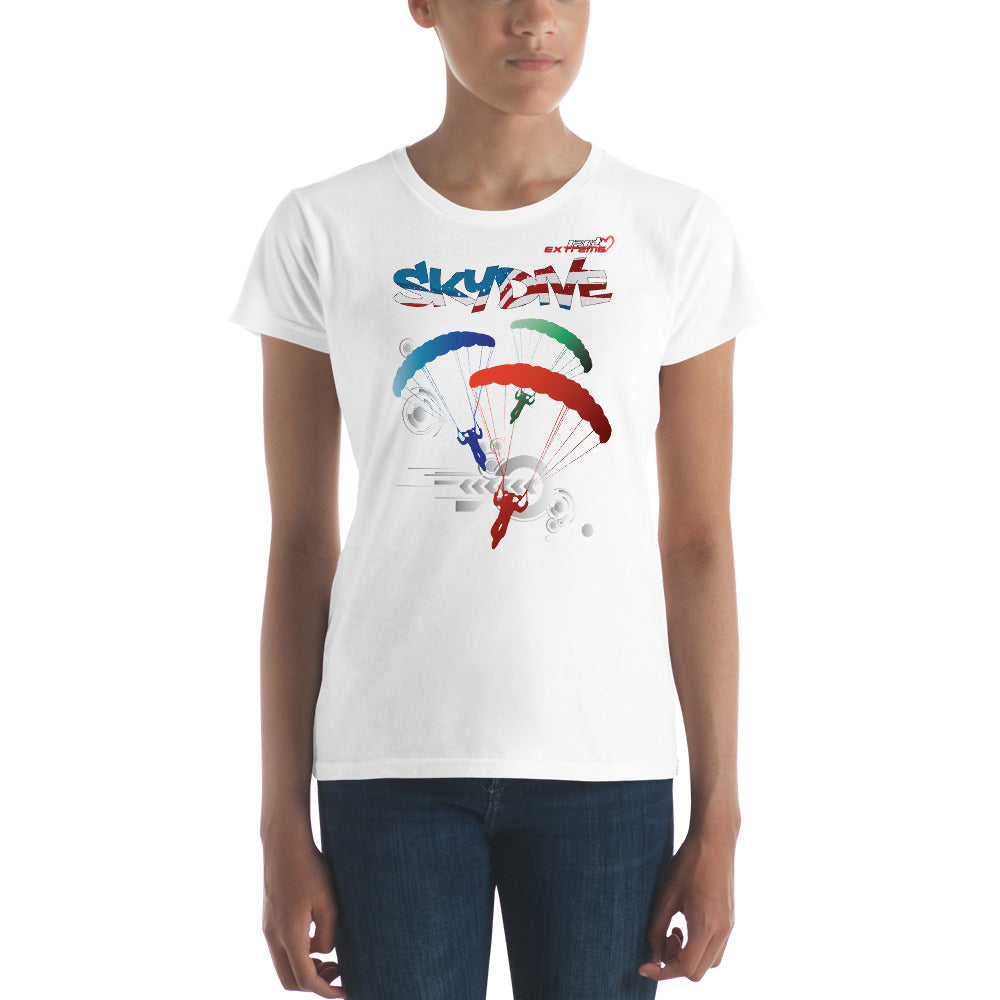 Skydiving T-shirts - Skydive Around - AMERICA - Ladies' Tee, Shirts, Skydiving Apparel, Skydiving Apparel, Skydiving Apparel, Skydiving Gear, Olympics, T-Shirts, Skydive Chicago, Skydive City, Skydive Perris, Drop Zone Apparel, USPA, united states parachute association, Freefly, BASE, World Record,