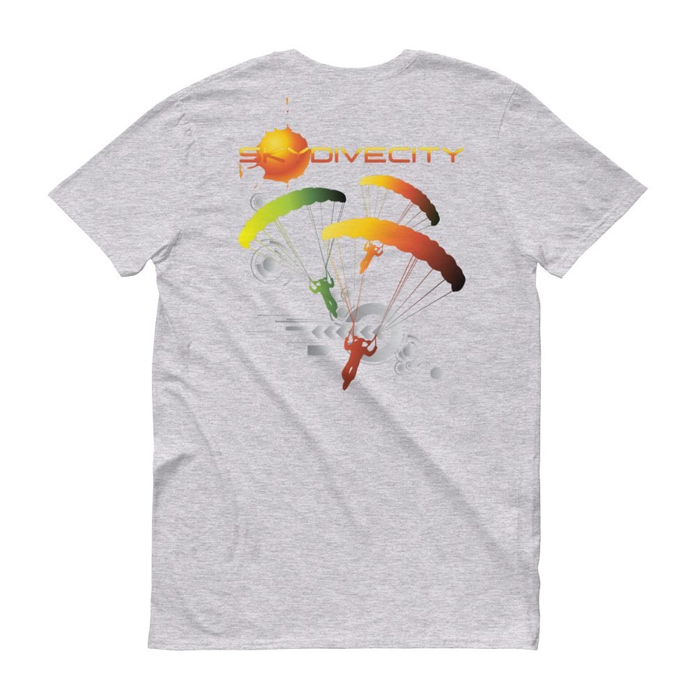 Skydiving T-shirts Skydive City - Sunrise - Men`s Colored T-Shirts, Men's Colored Tees, Skydiving Apparel, Skydiving Apparel, Skydiving Apparel, Skydiving Gear, Olympics, T-Shirts, Skydive Chicago, Skydive City, Skydive Perris, Drop Zone Apparel, USPA, united states parachute association, Freefly, BASE, World Record,