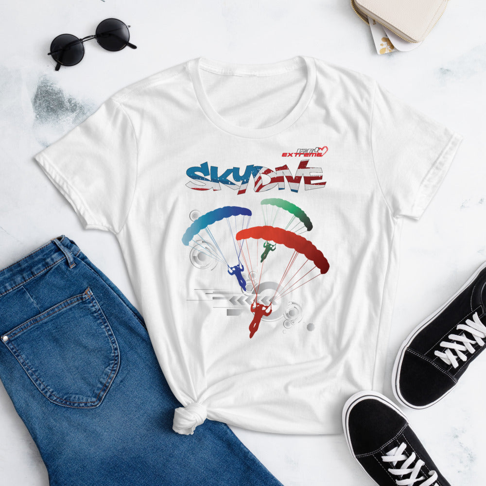 Skydiving T-shirts - Skydive Around - AMERICA - Ladies' Tee, Shirts, Skydiving Apparel, Skydiving Apparel, Skydiving Apparel, Skydiving Gear, Olympics, T-Shirts, Skydive Chicago, Skydive City, Skydive Perris, Drop Zone Apparel, USPA, united states parachute association, Freefly, BASE, World Record,