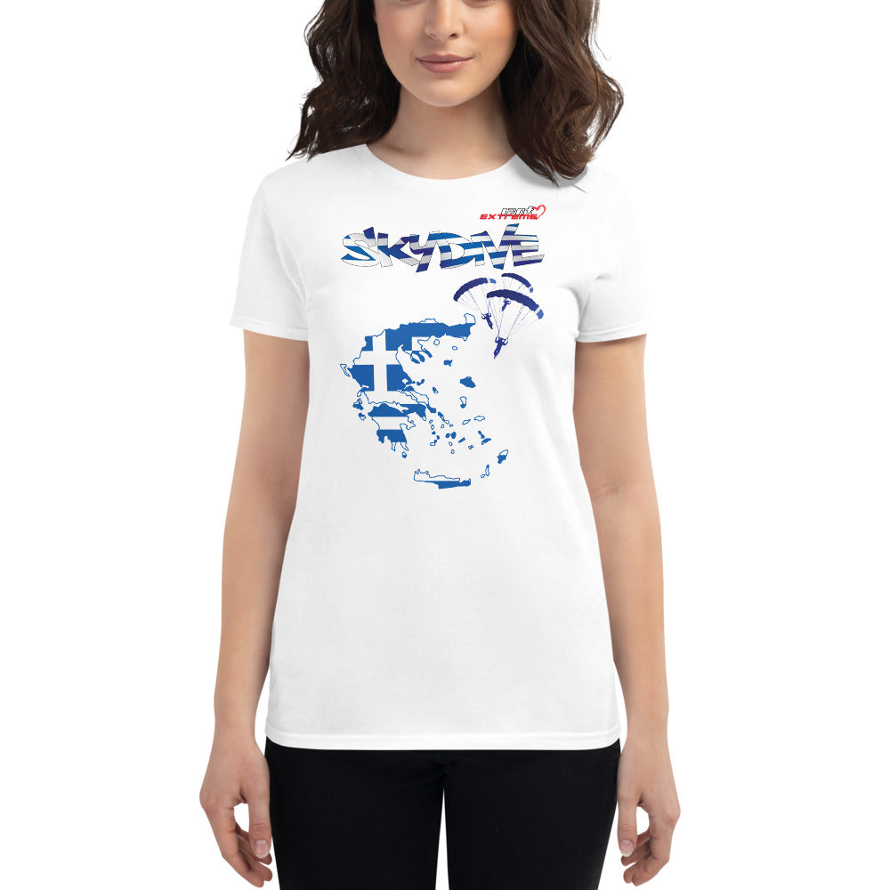 Skydiving T-shirts - Skydive All World - GREECE - Ladies' Tee -, Shirts, Skydiving Apparel, Skydiving Apparel, Skydiving Apparel, Skydiving Gear, Olympics, T-Shirts, Skydive Chicago, Skydive City, Skydive Perris, Drop Zone Apparel, USPA, united states parachute association, Freefly, BASE, World Record,