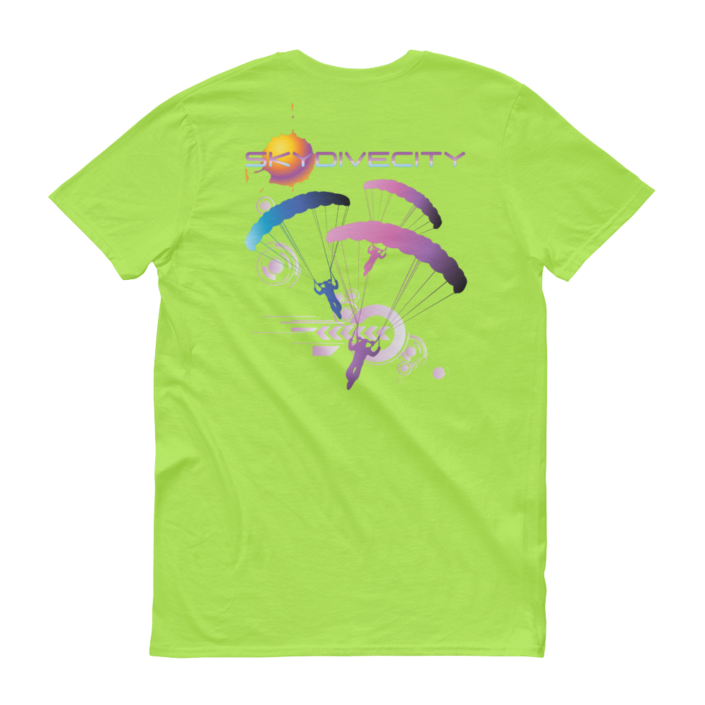 Skydiving T-shirts Skydive City - Flamingo - Men`s Colored T-Shirts, Men's Colored Tees, Skydiving Apparel, Skydiving Apparel, Skydiving Apparel, Skydiving Gear, Olympics, T-Shirts, Skydive Chicago, Skydive City, Skydive Perris, Drop Zone Apparel, USPA, united states parachute association, Freefly, BASE, World Record,