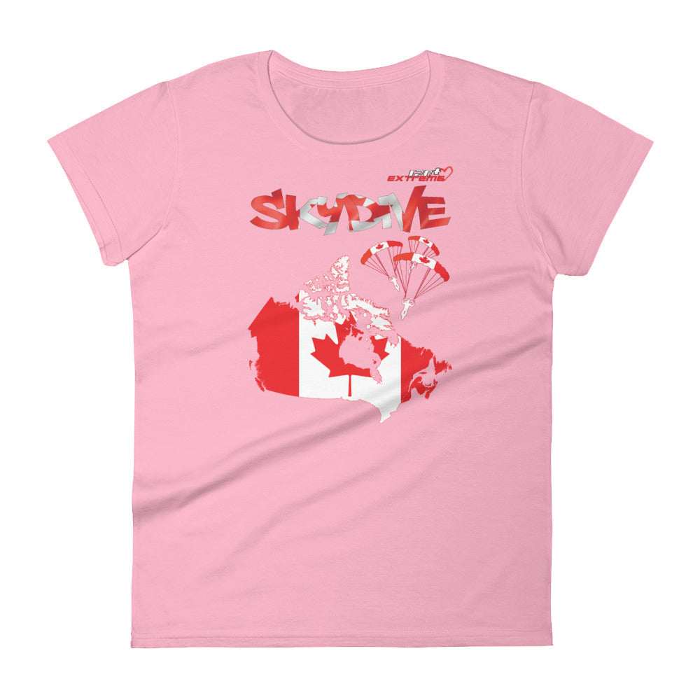 Skydiving T-shirts - Skydive All World - CANADA - Ladies' Tee, Shirts, Skydiving Apparel, Skydiving Apparel, Skydiving Apparel, Skydiving Gear, Olympics, T-Shirts, Skydive Chicago, Skydive City, Skydive Perris, Drop Zone Apparel, USPA, united states parachute association, Freefly, BASE, World Record,