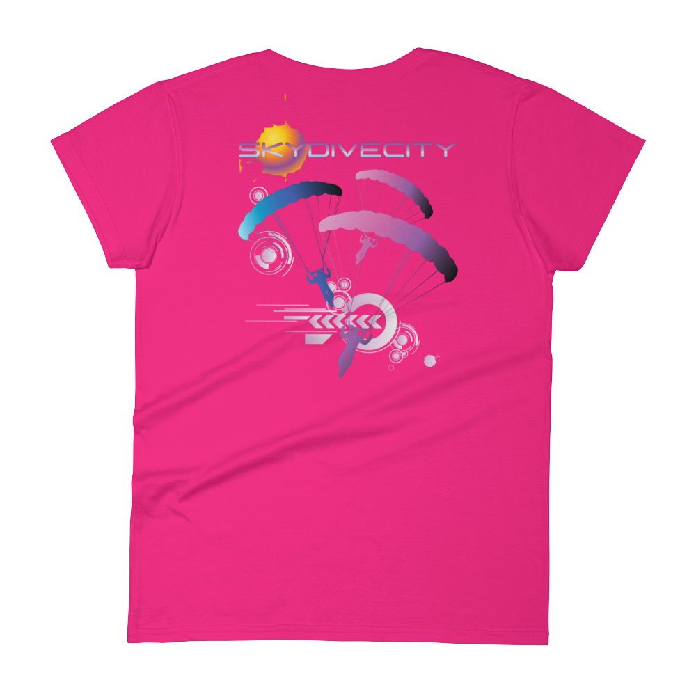 Skydiving T-shirts Skydive City - Flamingo - Women`s Colored T-Shirts, Women's Colored Tees, Skydiving Apparel, Skydiving Apparel, Skydiving Apparel, Skydiving Gear, Olympics, T-Shirts, Skydive Chicago, Skydive City, Skydive Perris, Drop Zone Apparel, USPA, united states parachute association, Freefly, BASE, World Record,