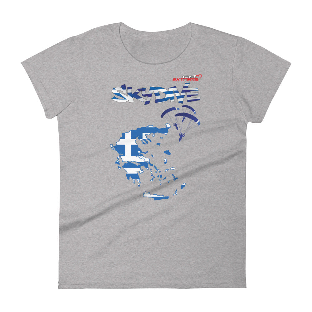 Skydiving T-shirts - Skydive All World - GREECE - Ladies' Tee -, Shirts, Skydiving Apparel, Skydiving Apparel, Skydiving Apparel, Skydiving Gear, Olympics, T-Shirts, Skydive Chicago, Skydive City, Skydive Perris, Drop Zone Apparel, USPA, united states parachute association, Freefly, BASE, World Record,