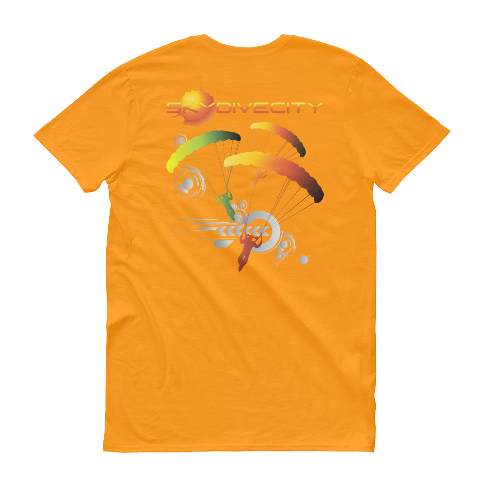 Skydiving T-shirts Skydive City - Sunrise - Men`s Colored T-Shirts, Men's Colored Tees, Skydiving Apparel, Skydiving Apparel, Skydiving Apparel, Skydiving Gear, Olympics, T-Shirts, Skydive Chicago, Skydive City, Skydive Perris, Drop Zone Apparel, USPA, united states parachute association, Freefly, BASE, World Record,