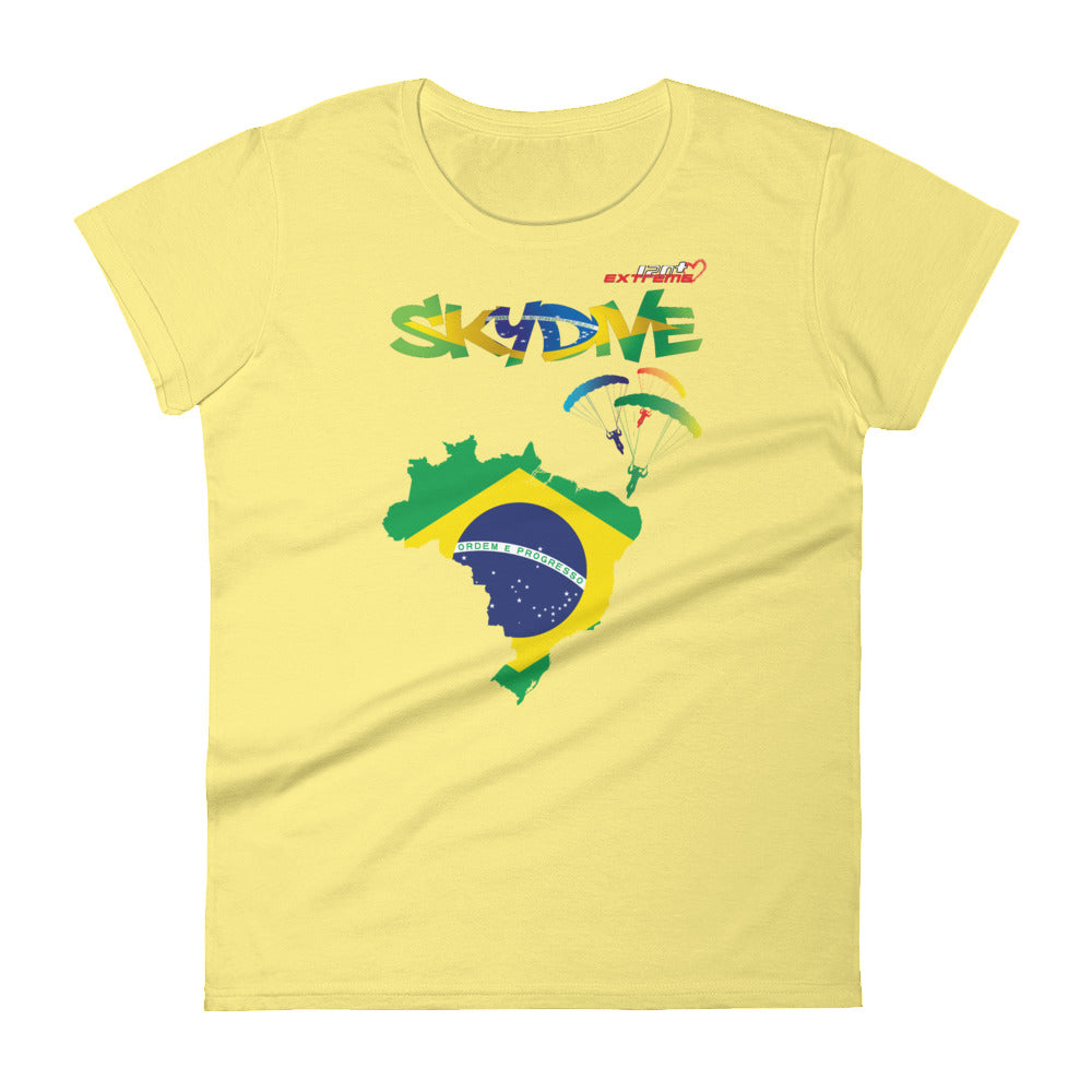 Skydiving T-shirts - Skydive All World - BRAZIL - Ladies' Tee -, Shirts, Skydiving Apparel, Skydiving Apparel, Skydiving Apparel, Skydiving Gear, Olympics, T-Shirts, Skydive Chicago, Skydive City, Skydive Perris, Drop Zone Apparel, USPA, united states parachute association, Freefly, BASE, World Record,