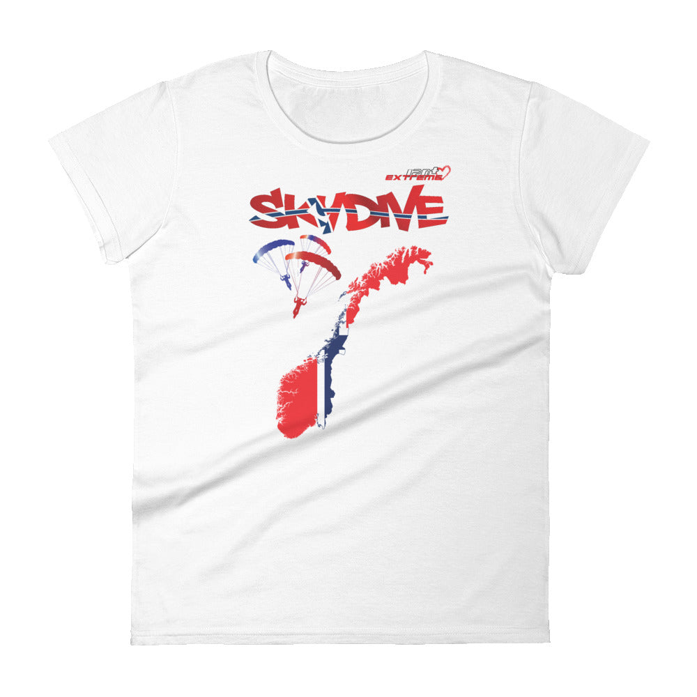 Skydiving T-shirts - Skydive All World - NORWAY - Ladies' Tee -, Shirts, Skydiving Apparel, Skydiving Apparel, Skydiving Apparel, Skydiving Gear, Olympics, T-Shirts, Skydive Chicago, Skydive City, Skydive Perris, Drop Zone Apparel, USPA, united states parachute association, Freefly, BASE, World Record,