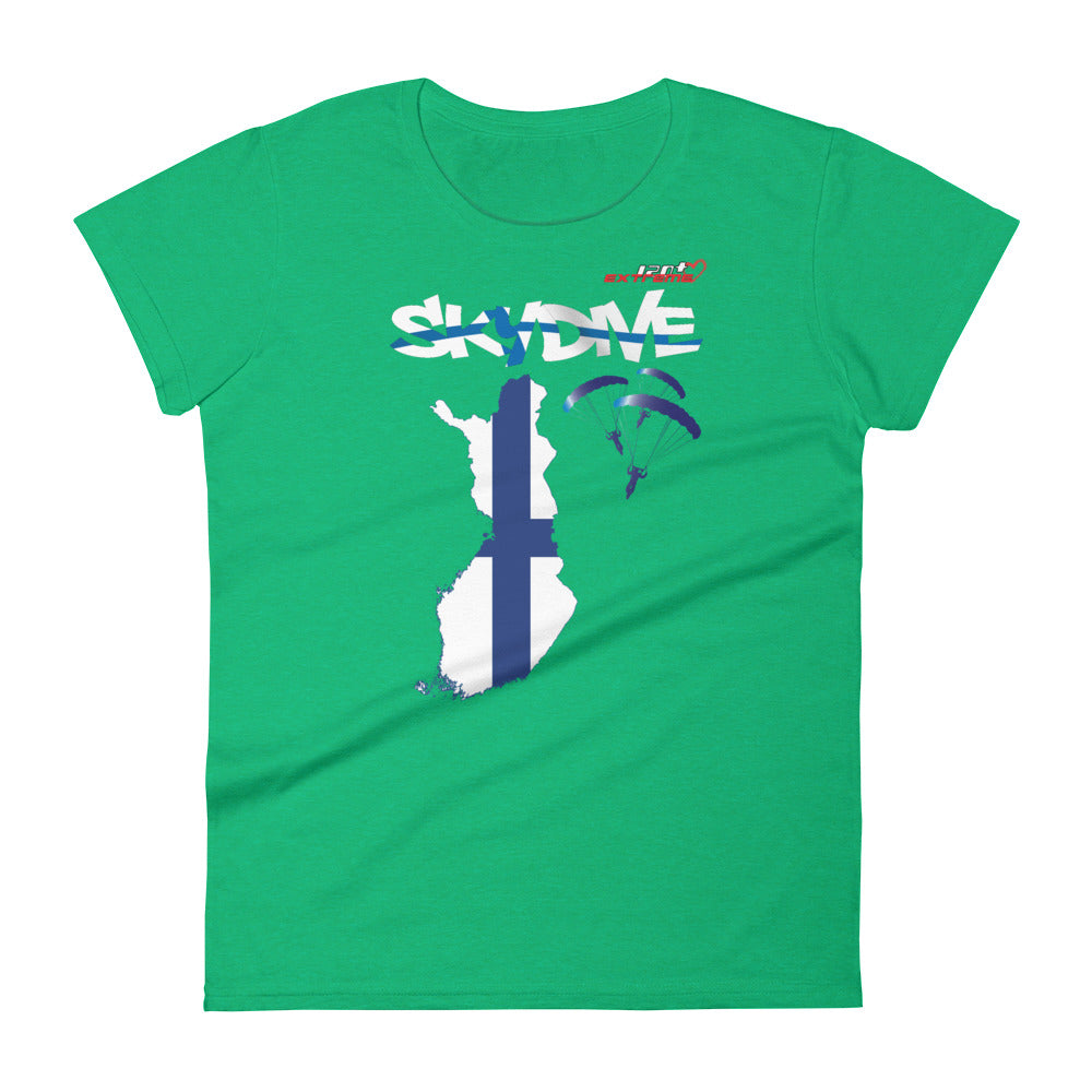 Skydiving T-shirts - Skydive All World - FINLAND - Ladies' Tee -, Shirts, Skydiving Apparel, Skydiving Apparel, Skydiving Apparel, Skydiving Gear, Olympics, T-Shirts, Skydive Chicago, Skydive City, Skydive Perris, Drop Zone Apparel, USPA, united states parachute association, Freefly, BASE, World Record,