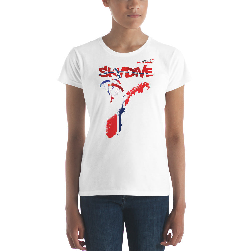 Skydiving T-shirts - Skydive All World - NORWAY - Ladies' Tee -, Shirts, Skydiving Apparel, Skydiving Apparel, Skydiving Apparel, Skydiving Gear, Olympics, T-Shirts, Skydive Chicago, Skydive City, Skydive Perris, Drop Zone Apparel, USPA, united states parachute association, Freefly, BASE, World Record,