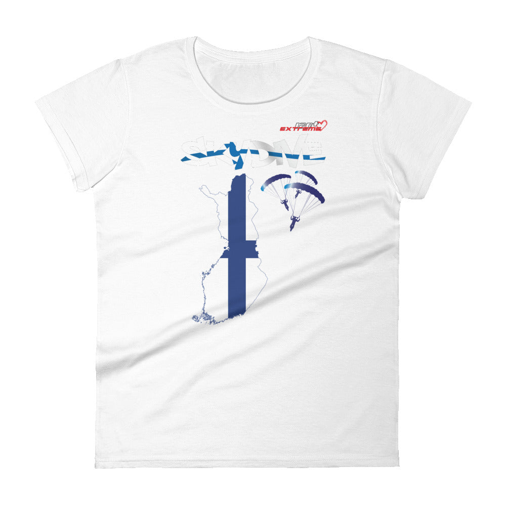 Skydiving T-shirts - Skydive All World - FINLAND - Ladies' Tee -, Shirts, Skydiving Apparel, Skydiving Apparel, Skydiving Apparel, Skydiving Gear, Olympics, T-Shirts, Skydive Chicago, Skydive City, Skydive Perris, Drop Zone Apparel, USPA, united states parachute association, Freefly, BASE, World Record,