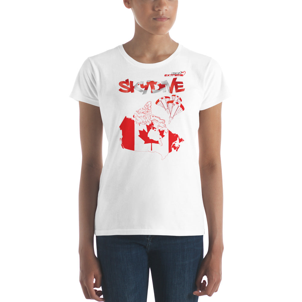 Skydiving T-shirts - Skydive All World - CANADA - Ladies' Tee, Shirts, Skydiving Apparel, Skydiving Apparel, Skydiving Apparel, Skydiving Gear, Olympics, T-Shirts, Skydive Chicago, Skydive City, Skydive Perris, Drop Zone Apparel, USPA, united states parachute association, Freefly, BASE, World Record,