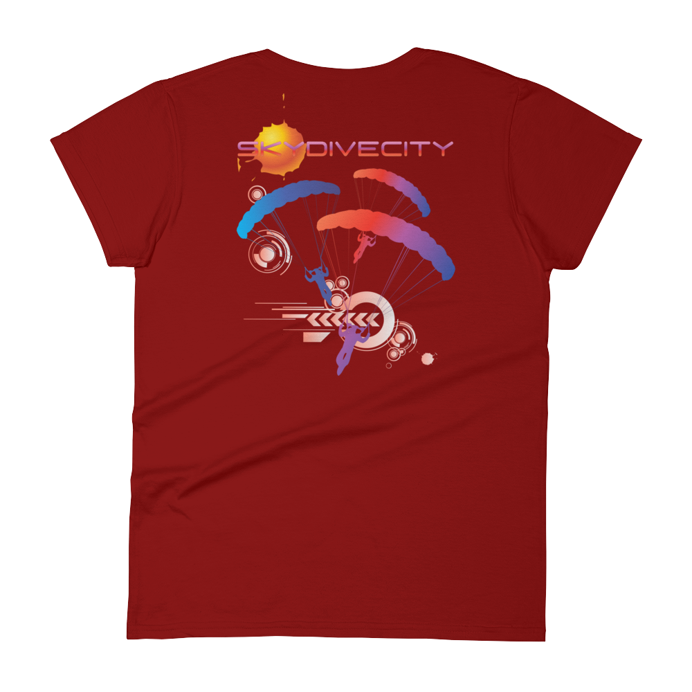 Skydiving T-shirts Skydive City - Sunset - Women`s Colored T-Shirts, Women's Colored Tees, Skydiving Apparel, Skydiving Apparel, Skydiving Apparel, Skydiving Gear, Olympics, T-Shirts, Skydive Chicago, Skydive City, Skydive Perris, Drop Zone Apparel, USPA, united states parachute association, Freefly, BASE, World Record,