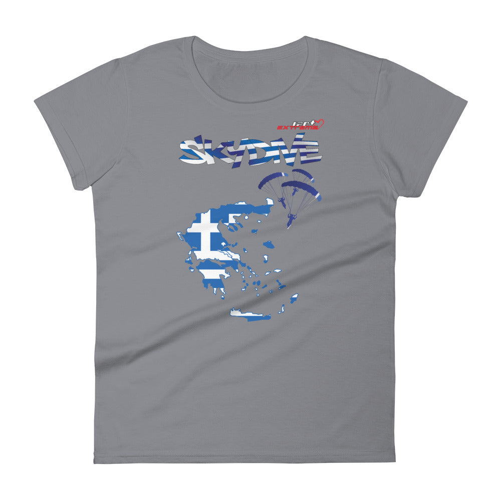 Skydiving T-shirts - Skydive All World - GREECE - Ladies' Tee -, Shirts, Skydiving Apparel, Skydiving Apparel, Skydiving Apparel, Skydiving Gear, Olympics, T-Shirts, Skydive Chicago, Skydive City, Skydive Perris, Drop Zone Apparel, USPA, united states parachute association, Freefly, BASE, World Record,