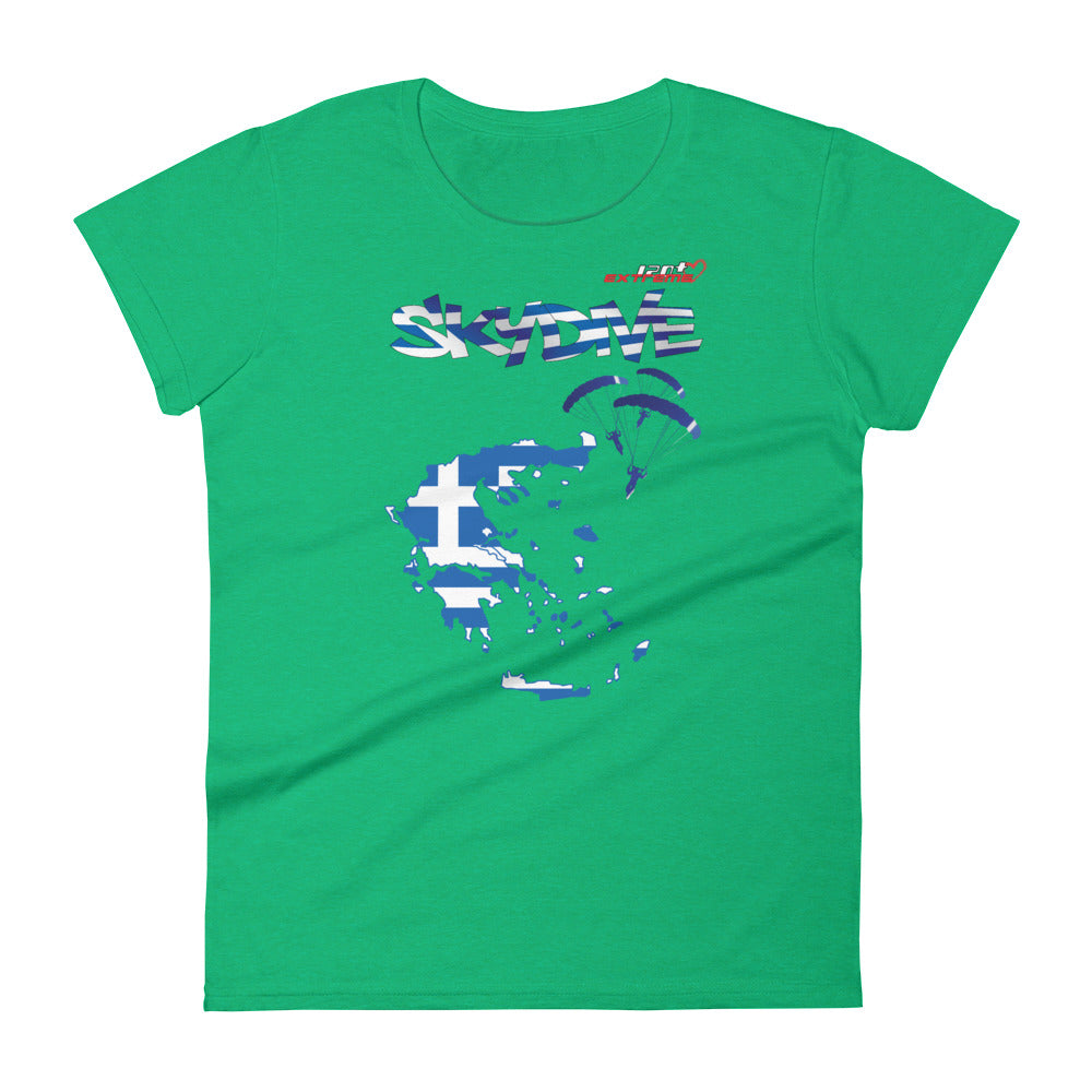 Skydiving T-shirts - Skydive All World - GREECE - Ladies' Tee -, Shirts, Skydiving Apparel, Skydiving Apparel, Skydiving Apparel, Skydiving Gear, Olympics, T-Shirts, Skydive Chicago, Skydive City, Skydive Perris, Drop Zone Apparel, USPA, united states parachute association, Freefly, BASE, World Record,