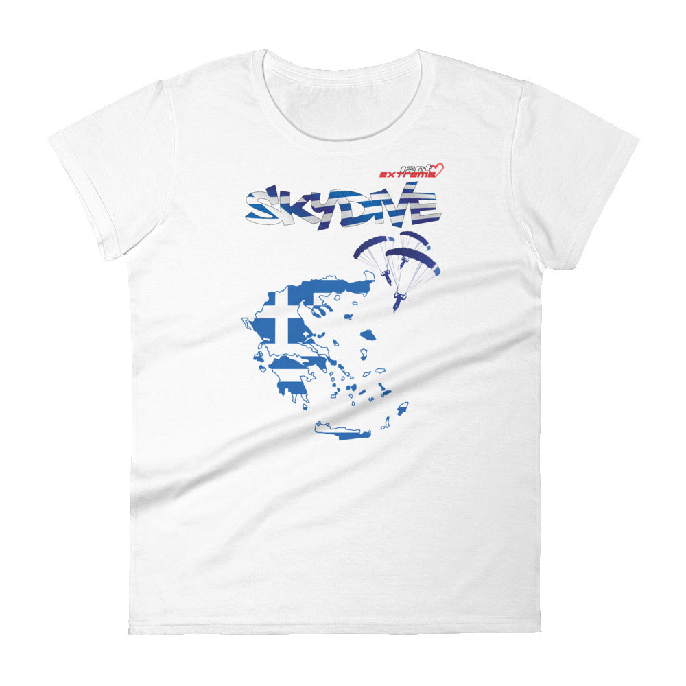 Skydiving T-shirts - Skydive All World - GREECE - Ladies' Tee -, Shirts, Skydiving Apparel, Skydiving Apparel, Skydiving Apparel, Skydiving Gear, Olympics, T-Shirts, Skydive Chicago, Skydive City, Skydive Perris, Drop Zone Apparel, USPA, united states parachute association, Freefly, BASE, World Record,