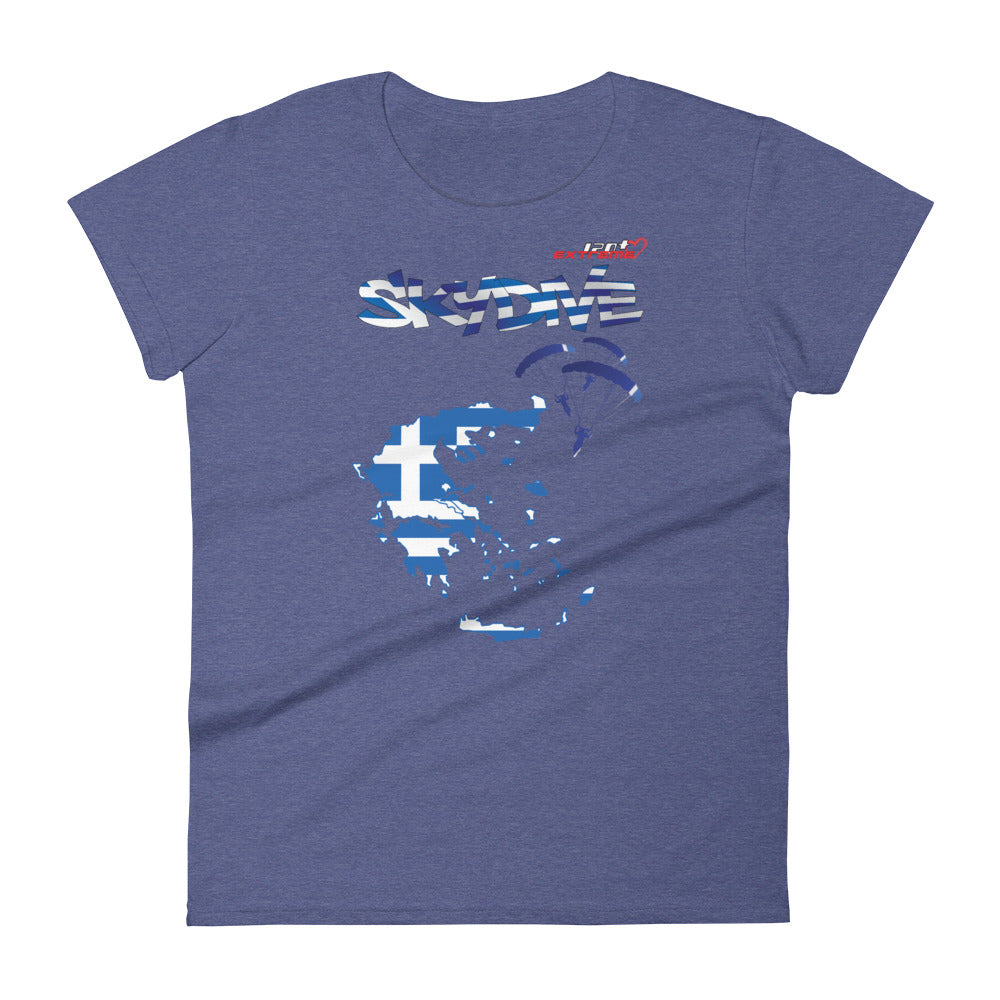 Skydiving T-shirts - Skydive All World - GREECE - Ladies' Tee -, Shirts, Skydiving Apparel, Skydiving Apparel, Skydiving Apparel, Skydiving Gear, Olympics, T-Shirts, Skydive Chicago, Skydive City, Skydive Perris, Drop Zone Apparel, USPA, united states parachute association, Freefly, BASE, World Record,