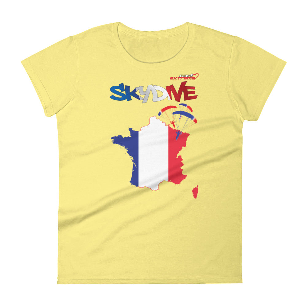 Skydiving T-shirts - Skydive All World - FRANCE - Ladies' Tee -, Shirts, Skydiving Apparel, Skydiving Apparel, Skydiving Apparel, Skydiving Gear, Olympics, T-Shirts, Skydive Chicago, Skydive City, Skydive Perris, Drop Zone Apparel, USPA, united states parachute association, Freefly, BASE, World Record,