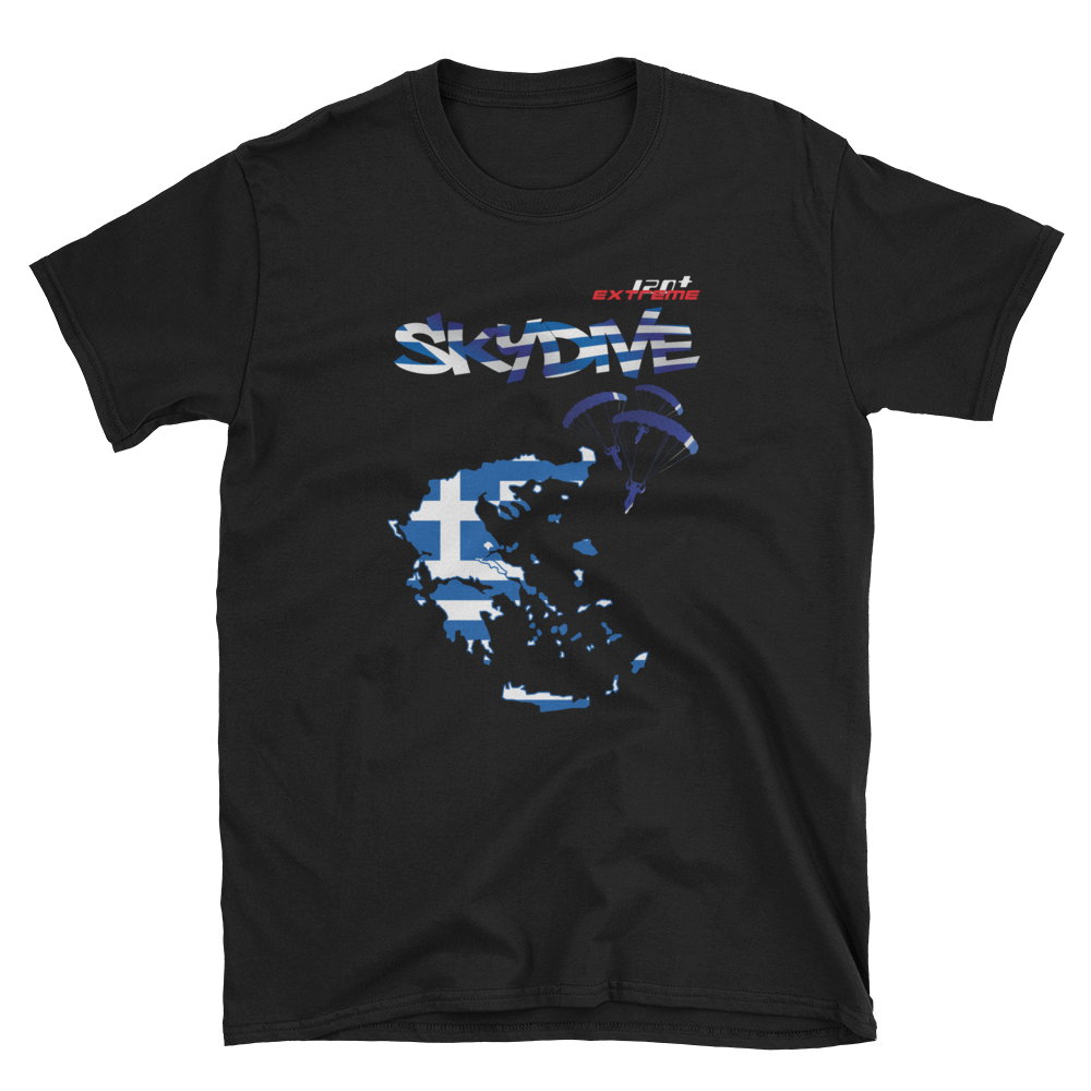 Skydiving T-shirts - Skydive World - GREECE - Cotton Tee -, Shirts, Skydiving Apparel, Skydiving Apparel, Skydiving Apparel, Skydiving Gear, Olympics, T-Shirts, Skydive Chicago, Skydive City, Skydive Perris, Drop Zone Apparel, USPA, united states parachute association, Freefly, BASE, World Record,