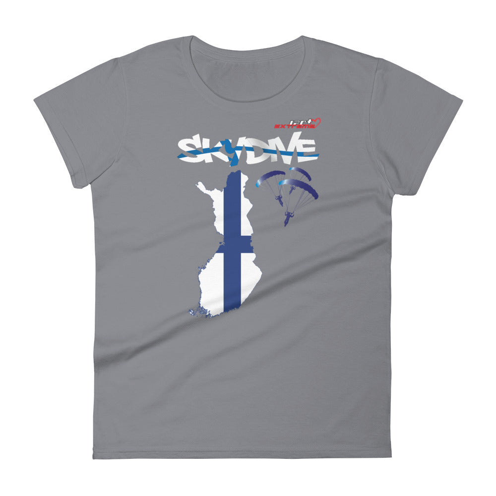 Skydiving T-shirts - Skydive All World - FINLAND - Ladies' Tee -, Shirts, Skydiving Apparel, Skydiving Apparel, Skydiving Apparel, Skydiving Gear, Olympics, T-Shirts, Skydive Chicago, Skydive City, Skydive Perris, Drop Zone Apparel, USPA, united states parachute association, Freefly, BASE, World Record,