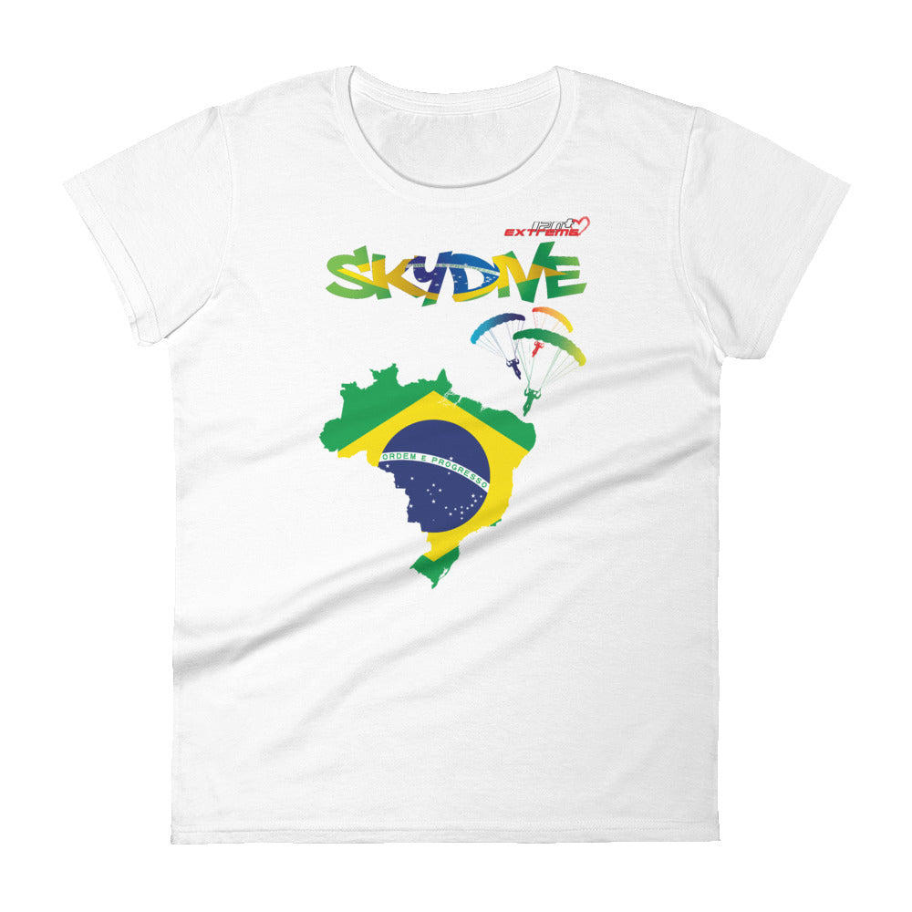 Skydiving T-shirts - Skydive All World - BRAZIL - Ladies' Tee -, Shirts, Skydiving Apparel, Skydiving Apparel, Skydiving Apparel, Skydiving Gear, Olympics, T-Shirts, Skydive Chicago, Skydive City, Skydive Perris, Drop Zone Apparel, USPA, united states parachute association, Freefly, BASE, World Record,