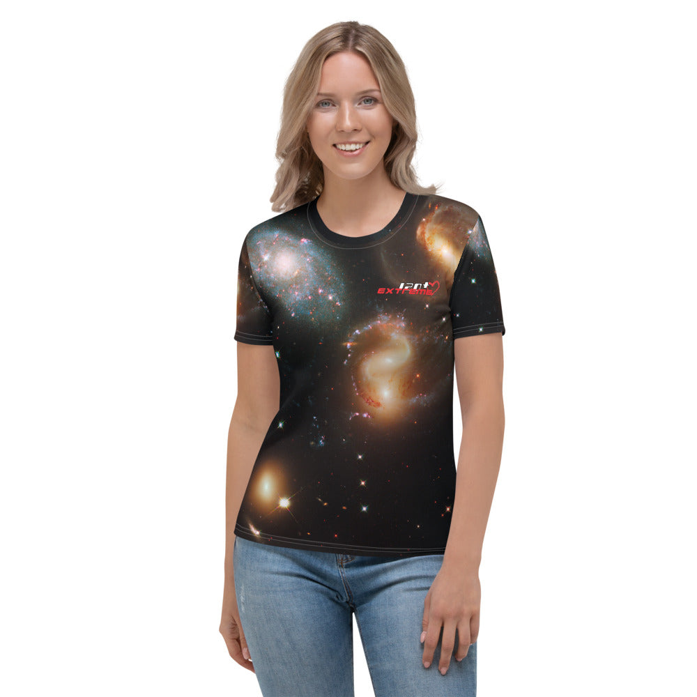 Skydiving T-shirts SPACE - Galactic wreckage in Stephan's Quintet - Women's sublimation t-shirt, T-shirt, Skydiving Apparel, Skydiving Apparel, Skydiving Apparel, Skydiving Gear, Olympics, T-Shirts, Skydive Chicago, Skydive City, Skydive Perris, Drop Zone Apparel, USPA, united states parachute association, Freefly, BASE, World Record,