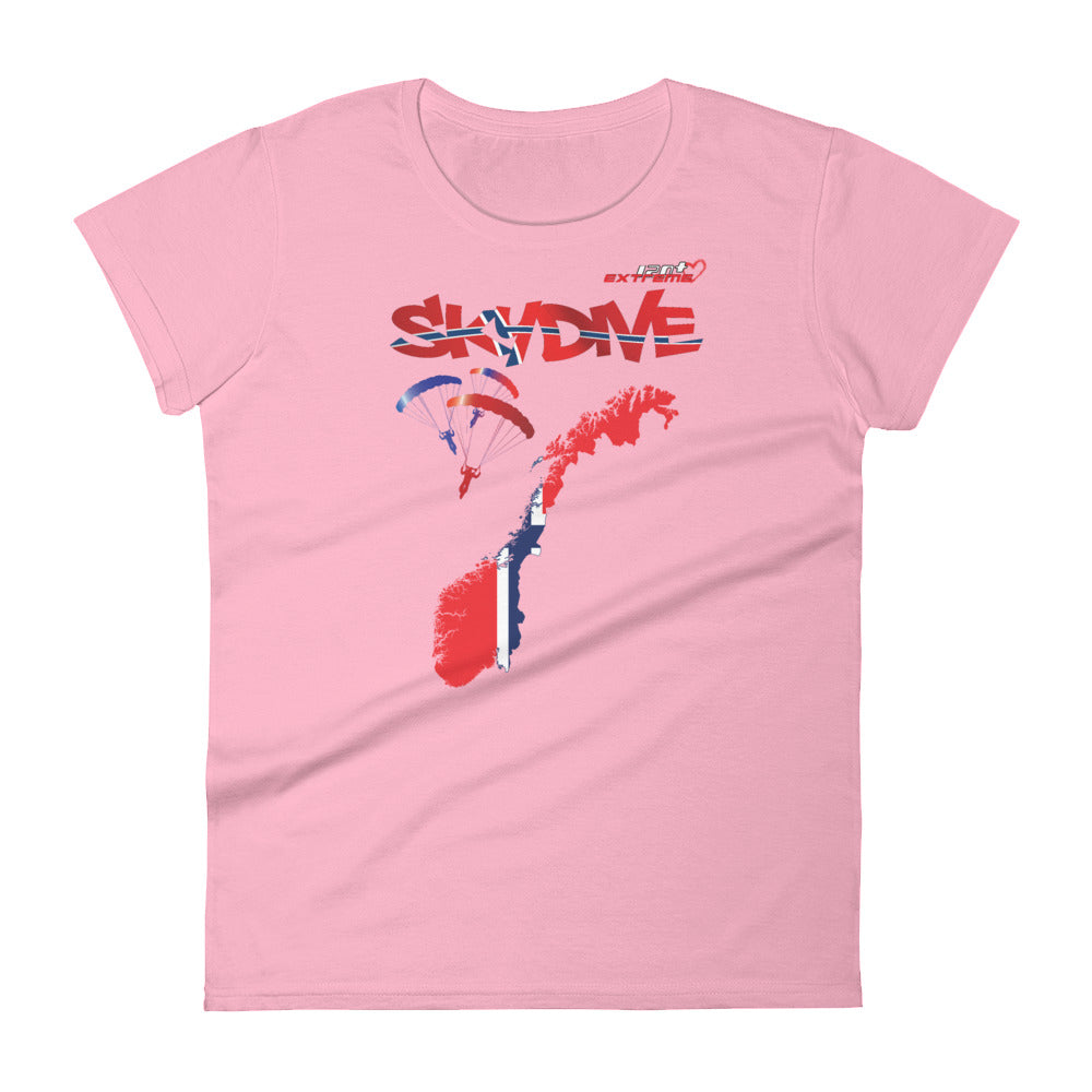 Skydiving T-shirts - Skydive All World - NORWAY - Ladies' Tee -, Shirts, Skydiving Apparel, Skydiving Apparel, Skydiving Apparel, Skydiving Gear, Olympics, T-Shirts, Skydive Chicago, Skydive City, Skydive Perris, Drop Zone Apparel, USPA, united states parachute association, Freefly, BASE, World Record,