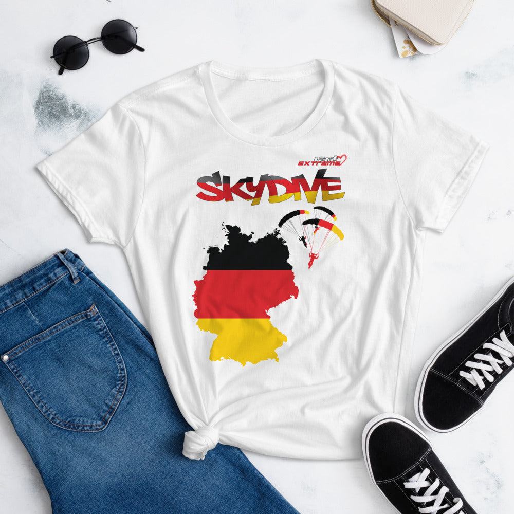 Skydiving T-shirts - Skydive All World - GERMANY - Ladies' Tee -, Shirts, Skydiving Apparel, Skydiving Apparel, Skydiving Apparel, Skydiving Gear, Olympics, T-Shirts, Skydive Chicago, Skydive City, Skydive Perris, Drop Zone Apparel, USPA, united states parachute association, Freefly, BASE, World Record,