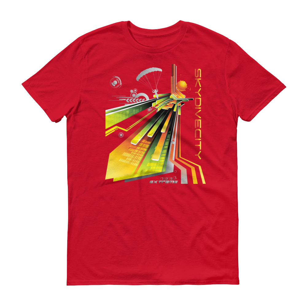 Skydiving T-shirts Skydive City - Sunrise - Men`s Colored T-Shirts, Men's Colored Tees, Skydiving Apparel, Skydiving Apparel, Skydiving Apparel, Skydiving Gear, Olympics, T-Shirts, Skydive Chicago, Skydive City, Skydive Perris, Drop Zone Apparel, USPA, united states parachute association, Freefly, BASE, World Record,