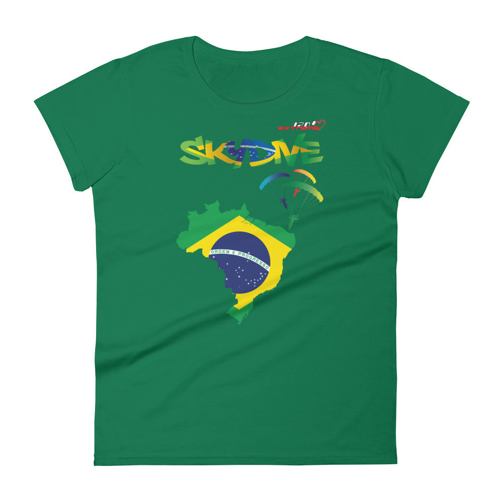 Skydiving T-shirts - Skydive All World - BRAZIL - Ladies' Tee -, Shirts, Skydiving Apparel, Skydiving Apparel, Skydiving Apparel, Skydiving Gear, Olympics, T-Shirts, Skydive Chicago, Skydive City, Skydive Perris, Drop Zone Apparel, USPA, united states parachute association, Freefly, BASE, World Record,