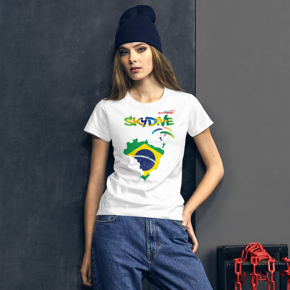 Skydiving T-shirts - Skydive Around - BRAZIL - Ladies' Tee -, Shirts, Skydiving Apparel, Skydiving Apparel, Skydiving Apparel, Skydiving Gear, Olympics, T-Shirts, Skydive Chicago, Skydive City, Skydive Perris, Drop Zone Apparel, USPA, united states parachute association, Freefly, BASE, World Record,