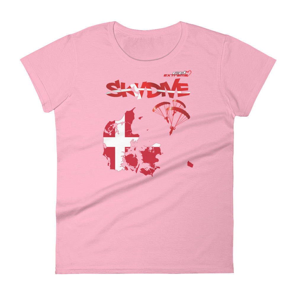 Skydiving T-shirts - Skydive All World - DENMARK - Ladies' Tee -, Shirts, Skydiving Apparel, Skydiving Apparel, Skydiving Apparel, Skydiving Gear, Olympics, T-Shirts, Skydive Chicago, Skydive City, Skydive Perris, Drop Zone Apparel, USPA, united states parachute association, Freefly, BASE, World Record,